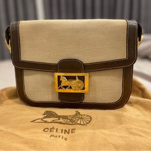 *Ultra Rare* Celine vintage bag - Leather and Canvas horse carriage buckle